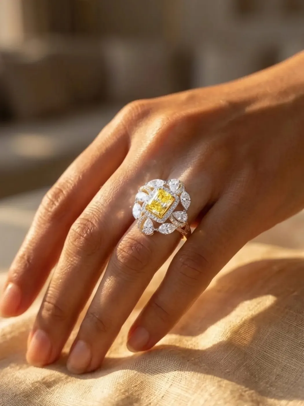 Yellow diamond statement ring